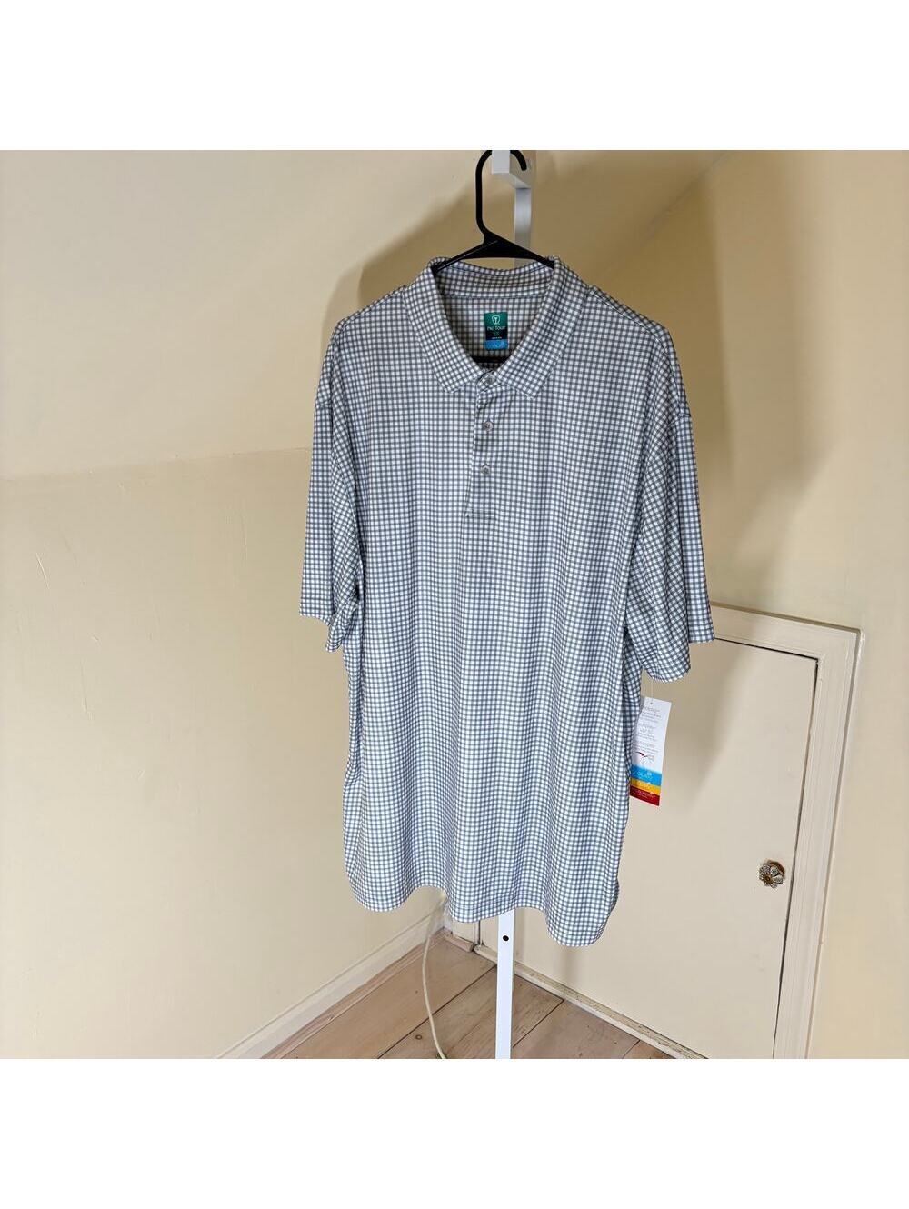 Pro Tour Golf NWT Men's Big & Tall Coolplay Blue Checked Polo Golf Shirt Size 2X